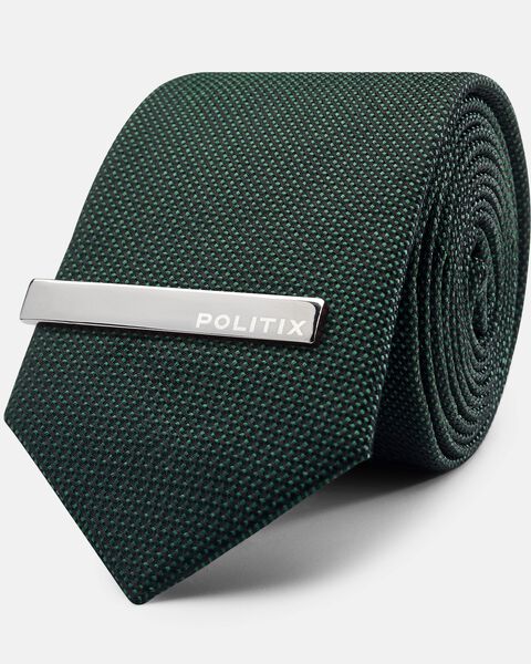 Dark Green Two Toned Textured Silk Tie